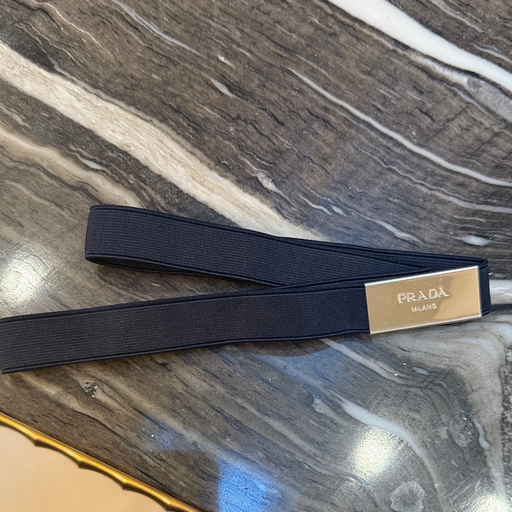 Prada Navy blue with silver logo elastic belt. NEW - Picture 12 of 17